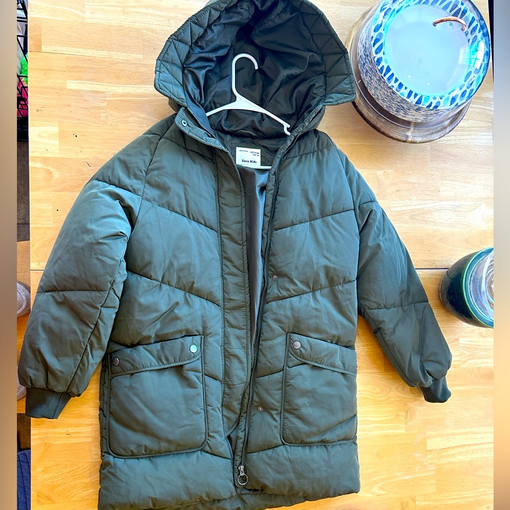 Zara Kids 13/14 Olive Green Puffer Jacket